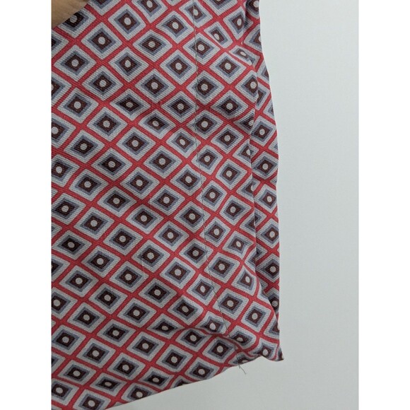 Vintage Silk Circa 1969 Mens Button Up Shirt Short Sleeve Red Geometric Sz XL - Picture 8 of 11